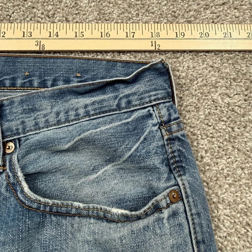 American Eagle Original Boot Jeans Mens 36x32 Blue Distressed Faded Bootcut